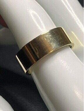 B5858 VITALY grip Wide Band Ring steel Gold Tone Polished comfort Wedding sz 9